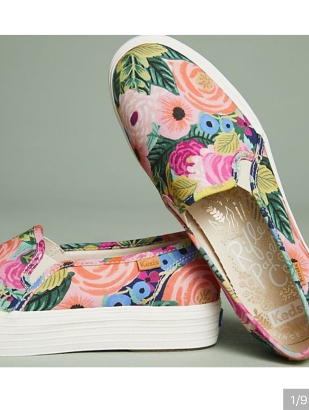 Keds x Rifle Paper Co Juliet Floral Triple Decker Platform Slip On Sneaker Sz 8